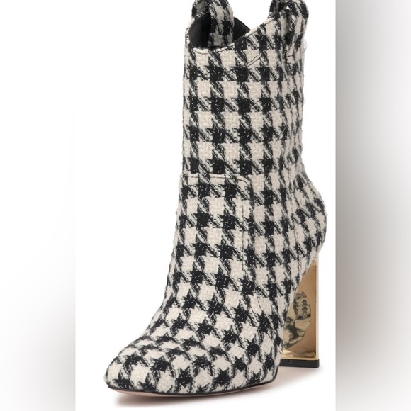 Jessica Simpson Xiovara Houndstooth Heeled Boots - Black and White - Picture 4 of 4